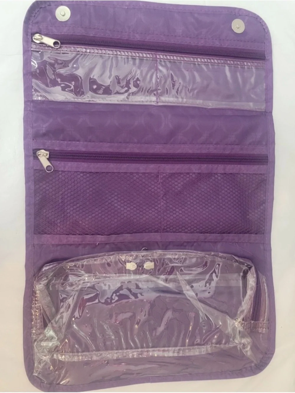 JM New York Purple Travel Weekender Bag with Brown Trim